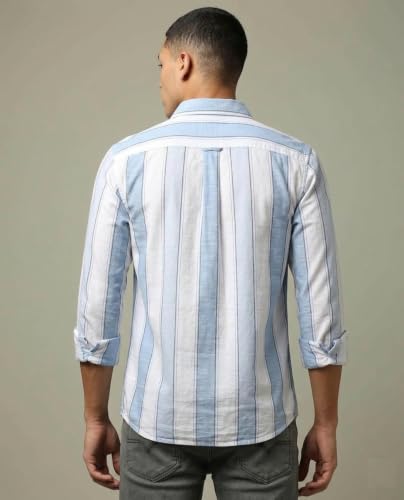 Image of Youth First Men's Cotton Blend Casual Shirt | Regular Fit Solid Full Sleeve Button Down Collared Shirts | Comfortable Formal Office Business Casual for Men