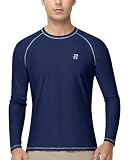 Runhit UV Shirt Herren Langarm mit UPF 50+, Rashguard Schwimmshirt Badeshirt, Atmungsaktiv Funktionsshirt Sport T-Shirt für Surfen Schwimmen Wasser Angeln Strand & Outdoor, Marineblau L