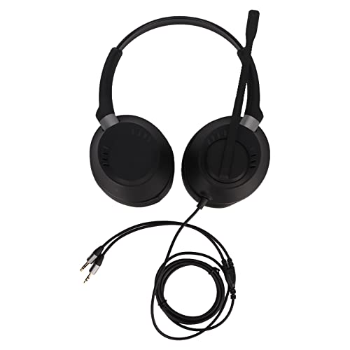 Cell Phone Headset with Microphone, Dual 3.5mm Jack, Noise Canceling, Low Distortion, Communication Computer Headset, Durably fo
