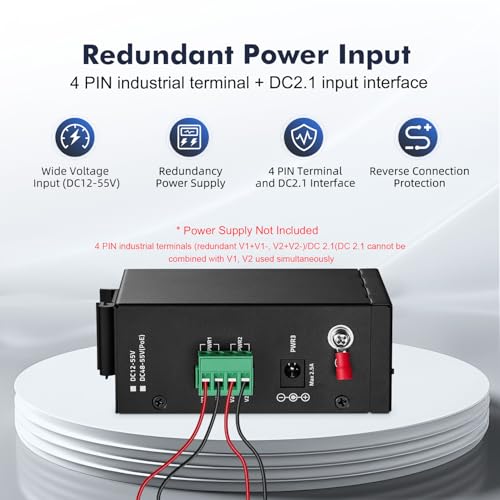Image of 8 Port Mini Gigabit Industrial Switch, 100 /1000Mbps Ethernet, Din Rail & Wall Mount Included, YuLinca Unmanaged IP30 (-40~185F) Hardened Network Switch