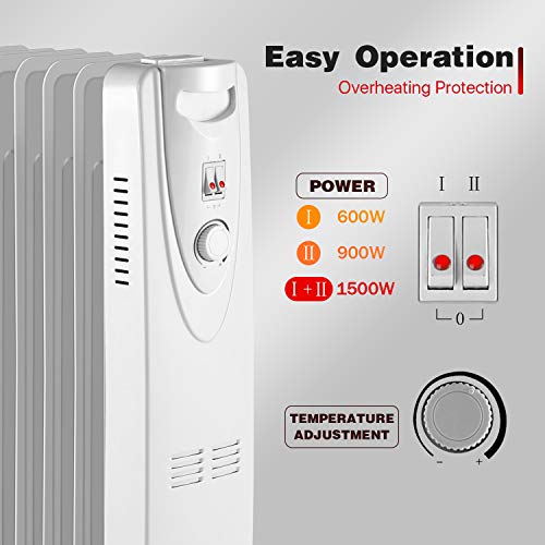 image for R.W.FLAME Space Heater Oil Filled Radiator Heater, 3 Heat Settings, Th