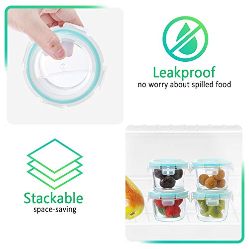 [12-Pack, 5Oz]Mini Glass Food Storage Containers, Small Glass Jars With Bpa-Free Locking Lids, Food Containers, Airtight, Freezer, Microwave, Oven & Dishwasher Friendly #TOP4
