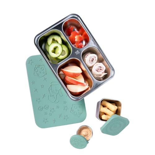 Nature Crate Stainless Steel Lunch Box for Kids 3 and older - Stainless Steel Bento Box & Snack Containers for Kids Dishwasher Safe, Eco-Friendly, BPA Free, Leak Proof