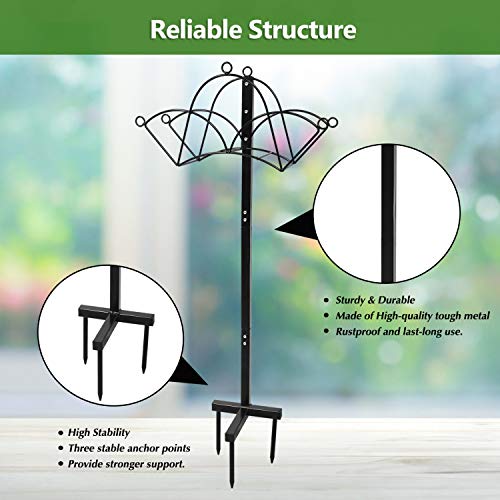 Rocinha Garden Hose Holder for Outside, Heavy Duty Metal Water Hose Holder Hanger, Detachable Hose Storage Stand Rack for Yard, Lawn, Bright Black - Thumbnail 2