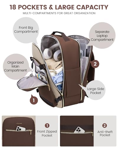 Image of LOVEVOOK 50L Travel Backpack for Women & Men, Airline Approved Carry On Luggage with 3 Packing Cubes, TSA Overnight Bags, Waterproof Personal Item Bag, Weekender Essentials Backpacks fits 17 inch Laptop