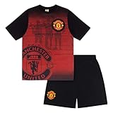 Manchester United Boys Short Pyjamas Red 6-7 Years - Official Kids Football Sleepwear Gift