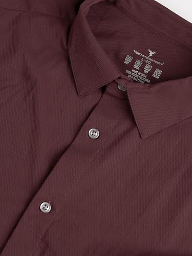 Image of TECHNOSPORT Men's Polyester Slim Fit Solid Casual Shirt with Ts Lytra