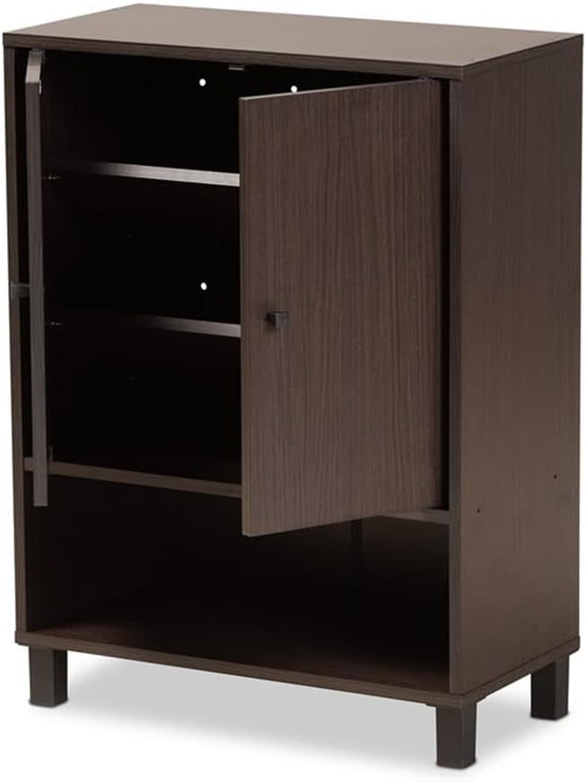 Baxton Studio Dark Brown Shoe Cabinet ATSC1613-Modi Wenge-Shoe Cabinet