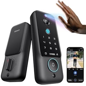 Lockin Veno Plus Palm Vein Video Smart Lock with 2K 180° Camera, Fingerprint Recognition, Keyless Entry, Built-in Wi-Fi, 8GB Storage, Suitable for Front Door, No Monthly Fee (Plus)