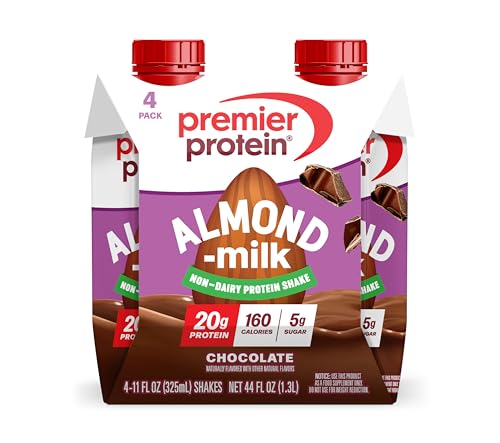 Premier Protein Non-Dairy Plant Based Almondmilk Protein Shake Chocolate 20g Protein 5g Sugar 11 fl oz 4 Pack
