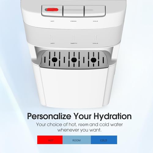 Image of IKT Bottom Load Water Cooler Dispenser 5 Gal Empty Bottle Alert White | Child Safety Lock,Hot /Cold /Room /,Self Clean