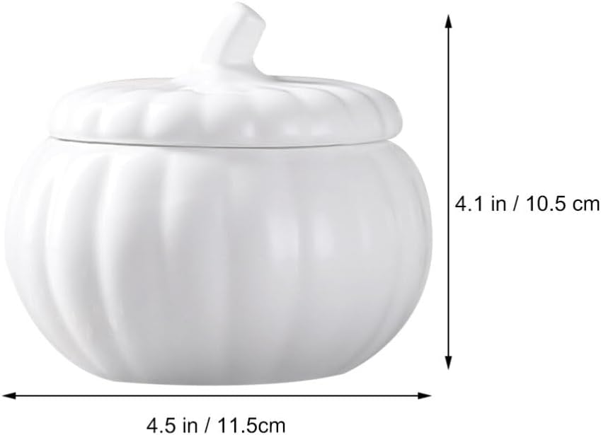 Luxshiny Ceramic Pumpkin Soup Bowl with Lid Japanese Style Stew Soup Bowl 4.5 Inch Covered Microwave Safe for Pumpkin Noodle Dessert and Steamed Egg