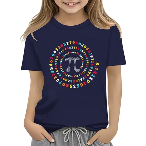 Colorful Number Day Math Kids T Shirt Number Day 2025 School Math Day Top Number Day T Shirts Math Lovers Cut Out Shirt Mädchen Kurzarm, marine, 6-7 años