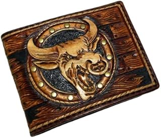 Bull wallet, Biker Best Leather Wallet, Embossed wallet, Custom Wallet, Personalized wallet, Leather Wallet, 3D Genuine Leather Wallet, Hand Carved, Leather Carving, Carving Wallet