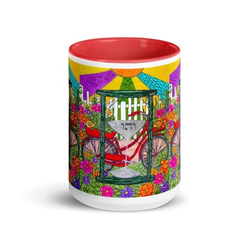 Taza de cerámica 15oz multicolor con diseño ilustrado miniatura 1