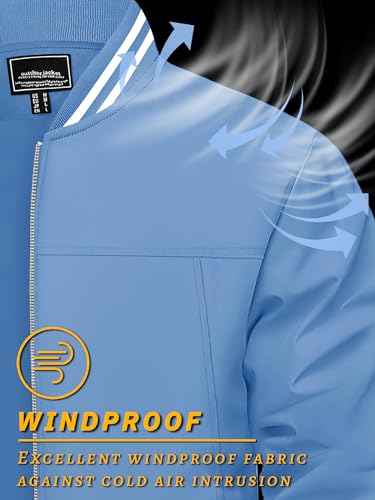 Image of TACVASEN Men's Lightweight Jacket Casual Spring Fall Windbreaker Bomber Zip Up Coat With Pocket | Men jacket, windproof water-resistant fabric, suitable for spring summer and fall, casual commuting wear, travel and hiking.