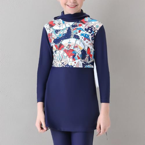 Image of Islamic Swimsuit for Girls 2-Piece Full Cover Hijab Top Burkini Pants Modest Muslim Swimwear Beachwear Bathing Suit