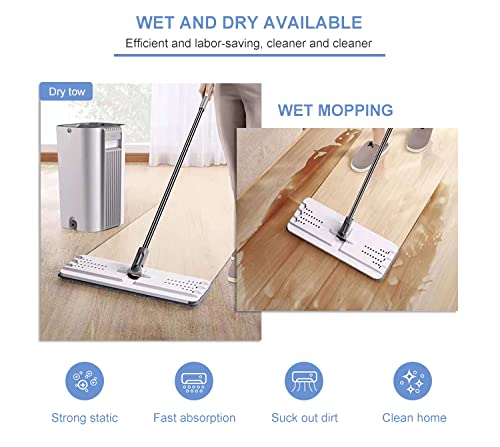 image for Nomel Floor Mop and Bucket Set with Extra 4 Microfiber Mop Pads,Stainl
