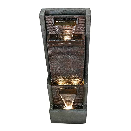 Hamiedun Outdoor Waterfalls Fountains With Led Lights Water Fountain Outdoor Indoor Resin Fountain For Modern Patio Decor Garden, House, Office, Garden, Home Art Decor #TOP3