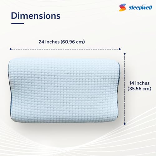Image of Sleepwell Ortho Pro Pillow | PU Latex Foam | Neck Support & Pressure Relief | Hypoallergenic & Dust Resistant | Medium Firm | Lightweight & Breathable | Machine Wash | 24 x 16 Inches | Pack of 1