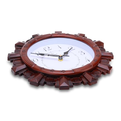 Image of Sehaz Artworks Wall Clock for Living Room Stylish | Wall Clock for Hall | Clock for Home | Wall Watch for Living Room - Brown 24x24 cm