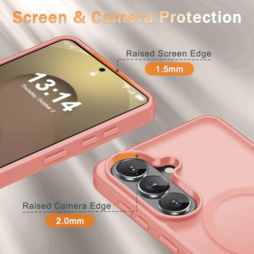 Image of for Samsung Galaxy S26+ Plus Case, Matte Magnetic Phone Cover, Pink | Fit for MagSafe, Screen Protector included, Shockproof Military Grade Protection, Translucent Frosted Back