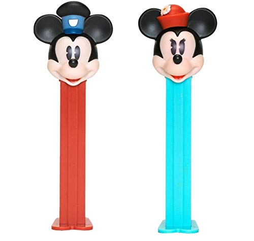 PEZ Mickey Mouse Steamboat Willie & Minnie Mouse Pill Box Hat Candy Dispensers - Vintage Stle Steam Boat Willie and Minnie With A Pill Box Hat Pez Dispensers | With 2 Candy Refill Rolls