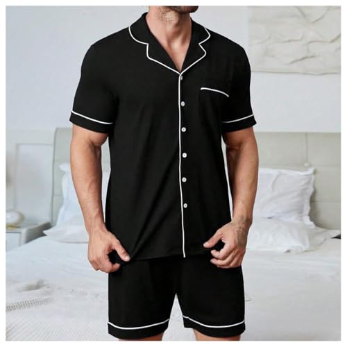 Verdusa Men's 2 Piece Button Up Short Sleeve Top and Short Sleepwear Pajama Sets4