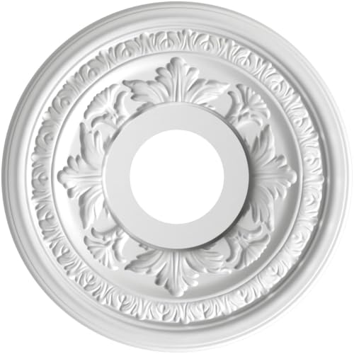 Image of Ekena Millwork 13 inchOD x 3 1 /2 inchID x 3 /4 inchP Baltimore Thermoformed PVC Ceiling Medallion (Fits Canopies up to 5 1 /4 inch), UltraCover Satin Hunt Club Green
