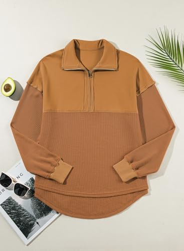 Image of SHEWIN Women Fall Sweatshirt Casual Half Zip Pullover Fall Top 2026 Clothes