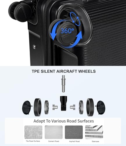 Image of Arctic Hunter 28 inch Check-in Trolley Bag Large 75cm PC Hardshell Suitcase with Multi-Pocket Storage, TSA Lock & Silent 360 TPE Wheels, Anti-Collision Design,Black