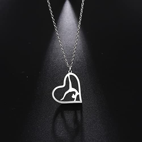 Dreamtimes Heart Rhythmic Gymnastics Necklaces Women Elegant Tumbling Girl Dancer Pendant Necklace Fashion Trend Jewelry Sporty Cheer Up Gifts3