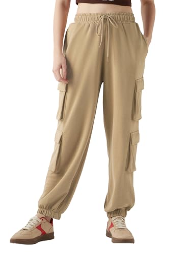 Image of Bewakoof Women's Cotton Super Loose Fit Joggers|Bewakoof Air 1.0 | Track pants for woman | Lower for women | Multipurpose | Activewear | Utility Pockets | Lightweight & Flexible Elastic Waist | Casual Joggers | Loose Fit