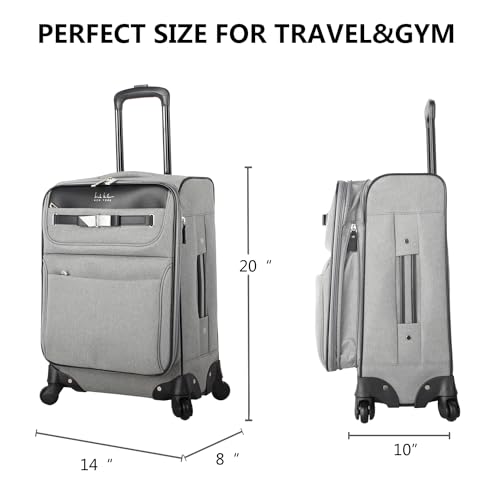 Nicole Miller New York Luggage Collection - Designer Lightweight Softside Expandable Suitcase- 20 Inch Carry On Bag with 4-Rolling Spinner Wheels3