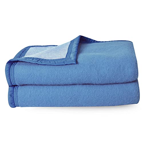 Linnea Couverture Pure Laine Vierge Woolmark 500g/m² Volta 180x240 cm Bleu Azur
