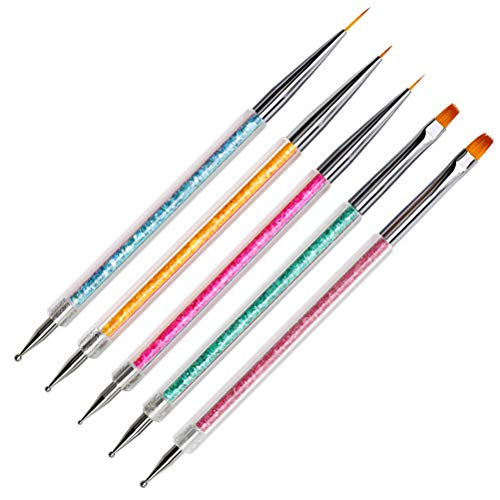 5 Stück Nagel Pinsel Set, Professionelle Punktierung Stift Liner Pinsel Nagel Design Pinsel, Acryl Pinsel für Gel Nägel Nail Art Zubehör