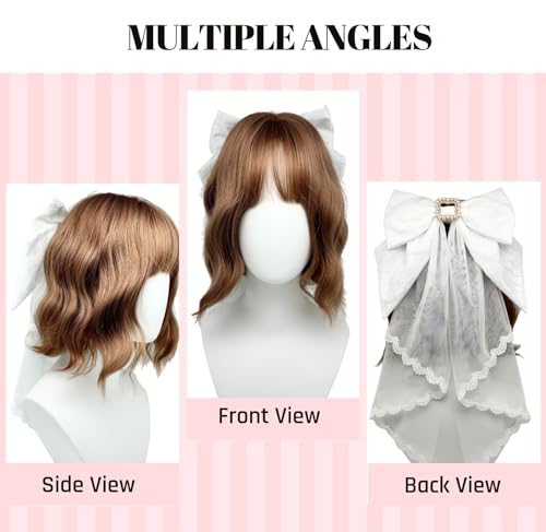 Gran Lazo para el Cabello, Velo, Clips para el Cabello, Diademas para Mujer, Accesorios Lolita, Encaje Dulce, Broche de Pelo, Fiesta, Princesa Dulce, Anime, Blanca miniatura 6