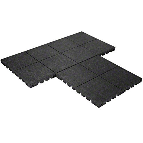 KIDWISE PlayFall Playground Safety Surfacing Black - 2' x 2' Rubber Tile (4 sq. ft.) 1.75