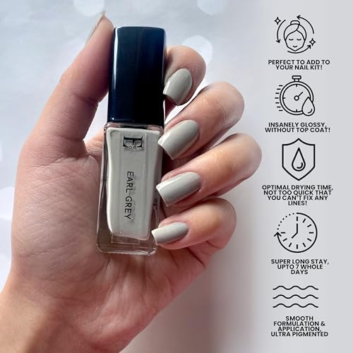Image of Ellement Co Earl Grey Nail Paint 10 ML | High Gloss Professional Finish Nail Colour for Women | Long Lasting & Chip Resistant Formula | Smooth Application Salon Style Manicure | Vegan, Non-Toxic & Paraben Free Nail Polish