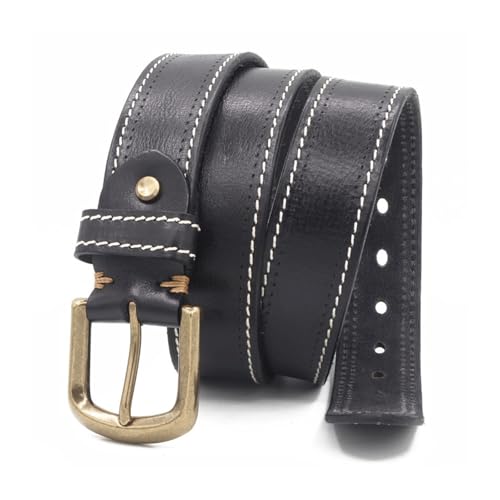Ceinture en cuir de vache homme largeur 3.8 cm boucle cuivre cousue