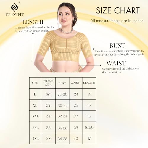 Image of FINESTFIT Stay On Trend Fashion 100% Cotton Readymade Blouses for Women,Round Neckline with Organza Balloon Sleeves.