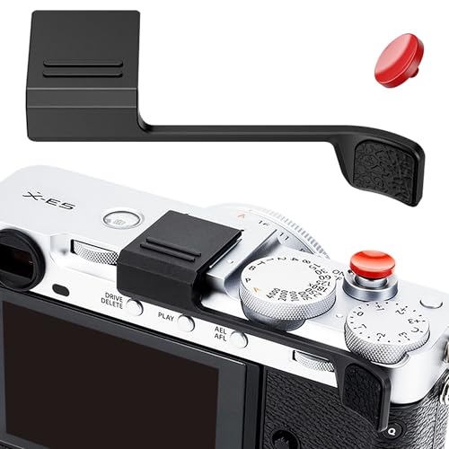 Image of X-E5 Thumb Grip w Shutter Button & Full-Coverage for Fujifilm XE5 - Black | Aluminum Alloy X-E5 XE5 Camera Thumb Grip with Hot Shoe Cover Protector Thumb Rest Support Holder Not Affect The Use of Dial