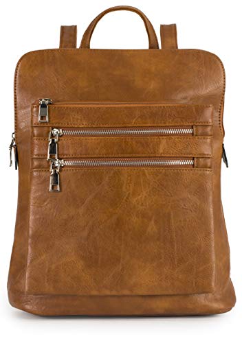 Mabel: Mochila para mujer  varios bolsillos  piel sintética vegana