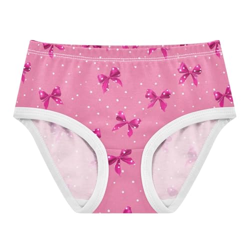 Wusikd Pink Polka Dots Pink Bows (2) Girls' Underwear Cotton Girls Briefs Soft Toddler Underwear 2T