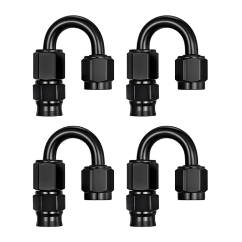 Image of EVIL ENERGY 3AN PTFE Hose End Fitting 180 Degree Black for PTFE Hose Only 4PCS