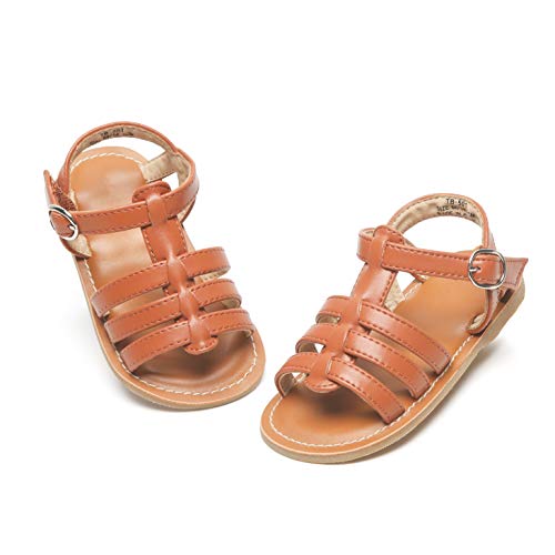 Image of Kolan Toddler Girl Sandals Open Toe Flat Princess Dress Shoes Little Kids