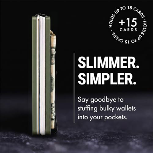 Image of Mountain Voyage Co Minimalist Wallet for Men & Women - Slim RFID Wallet, Scratch Resistant, Credit Card Holder & Money Clip, Easily Removable Money & Cards, (Army Green)