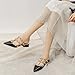 Zeberfi Women's Patent Leather Closed Pointed Toe Rivet Heeled Sandals Fashion Multi Band Studded Slingback Chunky Mid Heel Work Pumps Slippers (Black,9)