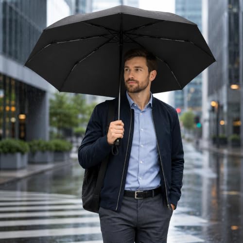 Image of Qshare Umbrella for Rain Compact 3 Fold with Small Travel-Friendly Design and Stylish Portable Use for Women and Daily Outdoor Protection