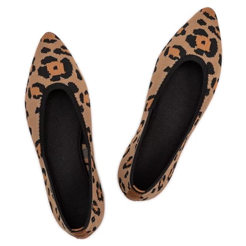 Frank Mully Womens Pointed Toe Flats Knit Dress Shoes Comfort Women Shoes Slip On Shoes for Woman Classic Softable Shoes Low Wedge